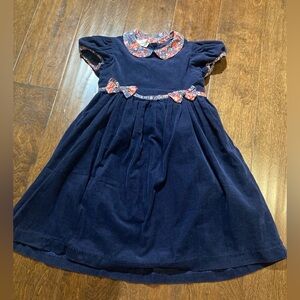 Marco & Lizzy Navy Blue corduroy collared Paisley Dress 4T